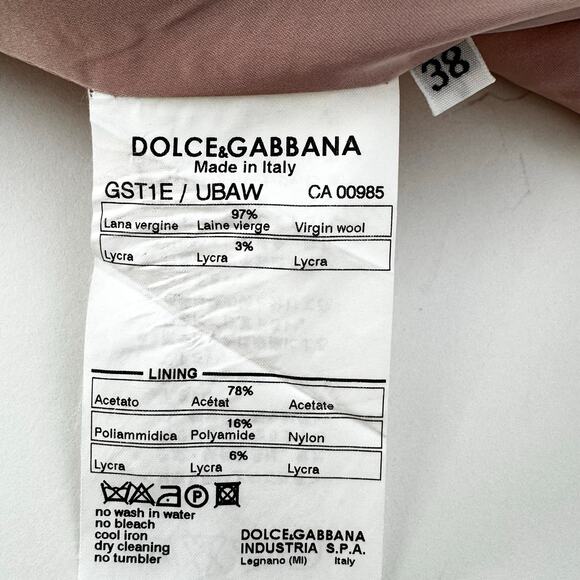 Dolce and Gabbana Single-Breasted Wool Crepe Jacket Blazer Light Pink 38 (US 2) - Picture 10 of 14